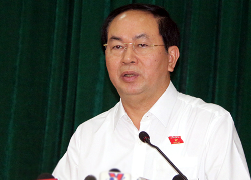 Chủ tịch nước Trần Đại Quang gặp gỡ cử tri sáng nay.