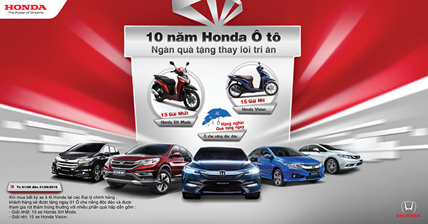 Honda tặng hơn 1 tỷ cho khách mua ô tô trong tháng 8