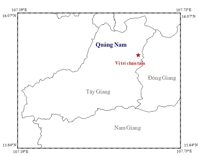 Động đất mạnh 3,4 độ richter ở Quảng Nam