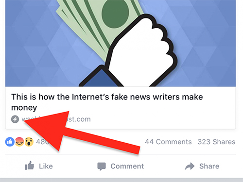 Những link bài viết được chia sẻ kèm biểu tượng sấm xét tức là bài viết có thể được đọc trực tiếp trên Facebook mà không cần phải mở ở thẻ duyệt web mới.