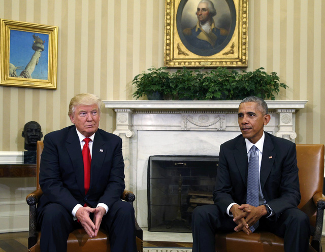 Tổng thống đắc cử Donald Trump và Tổng thống đương nhiệm Barack Obama trong cuộc gặp tại Nhà Trắng hôm 10/11 (Ảnh: Reuters)