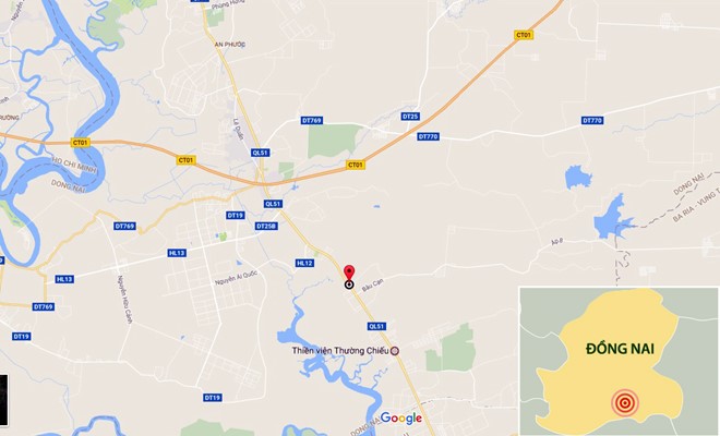 Vụ tai nạn xảy ra trên quốc lộ 51, đoạn thuộc xã Long Phước, huyện Long Thành, Đồng Nai. Ảnh: 