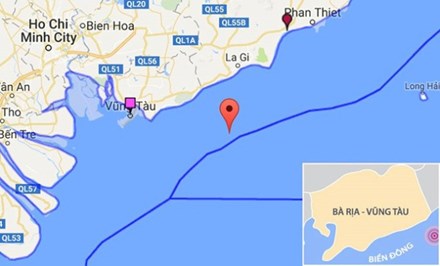 Vị trí tàu Hải Thành 26 gặp nạn (dấu đỏ). Ảnh: Google Maps - VTV