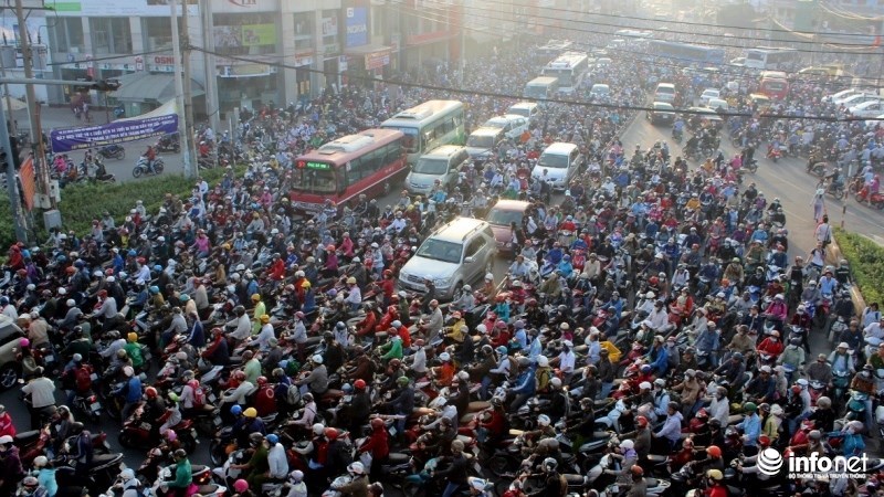Một cảnh kẹt xe ở ngã tư Thủ Đức, Thành phố Hồ Chí Minh
