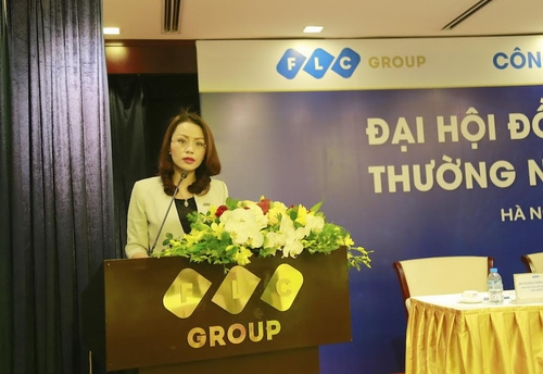 Bà Hương Trần Kiều Dung – Phó Chủ tịch Hội đồng Quản trị trình bày Báo cáo công tác quản trị năm 2016.