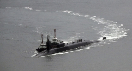 Tàu ngầm USS Michigan của Mỹ xuất hiện ngoài khơi bán đảo Triều Tiên đúng dịp đại lễ của Triều Tiên