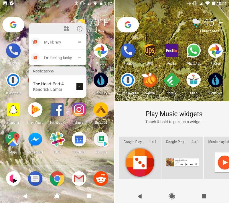 Các phím tắt và tiện ích của ứng dụng: Bắt đầu với Android Nougat, người dùng có thể nhấn vào biểu tượng ứng dụng để sử dụng phím tắt cho các tác vụ phổ biến. Với Android O, giao diện của các phím tắt đã được tinh chỉnh và bây giờ bạn có thể truy cập các tiện ích của ứng dụng từ trình đơn phím tắt.