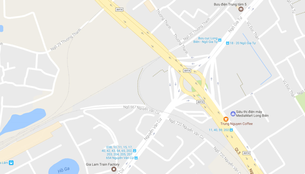  Nút giao trung tâm quận Long Biên. Ảnh: Google Maps.