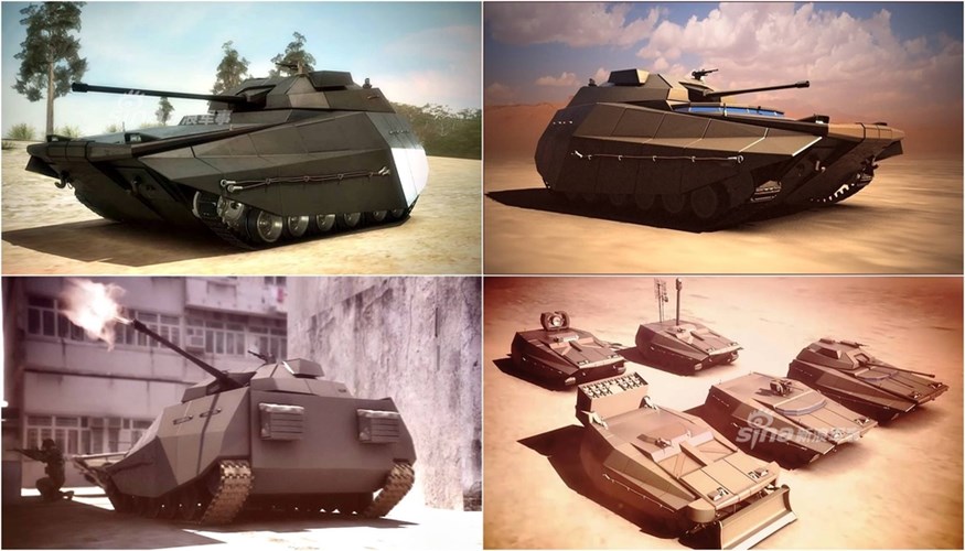 Cũng trong buổi giới thiệu những hình ảnh về xe tăng tương lai của mình, Quân đội Israel không giới thiệu một mà rất nhiều loại xe tăng, thiết giáp có hình dáng với mục đích sử dụng khác nhau. Điểm chung của những mẫu xe tăng được Israel giới thiệu đó là chúng đều có hình dáng cực kỳ tiên tiến, chưa từng thấy ở bất cứ mẫu xe tăng nào trước đây. Nguồn ảnh: Sina.