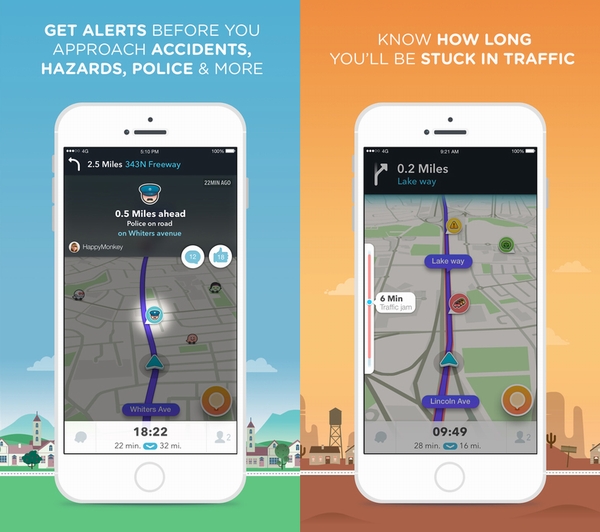 Waze giúp bạn tham gia giao thông thông minh, giúp tiết kiệm thời gian và xăng xe trên đường. Waze sẽ giúp bạn tìm ra con đường tốt nhất để đi khi bạn lái xe. Các lái xe sẽ chia sẻ những thông tin cập nhật về giao thông theo thời gian thực như lưu lượng, bẫy tốc độ, vị trí cảnh sát đứng...Ứng dụng thậm chí sẽ chỉ cho bạn biết vị trí cây xăng gần nhất. Ứng dụng này hoàn toàn miễn phí cho iOS và Android.