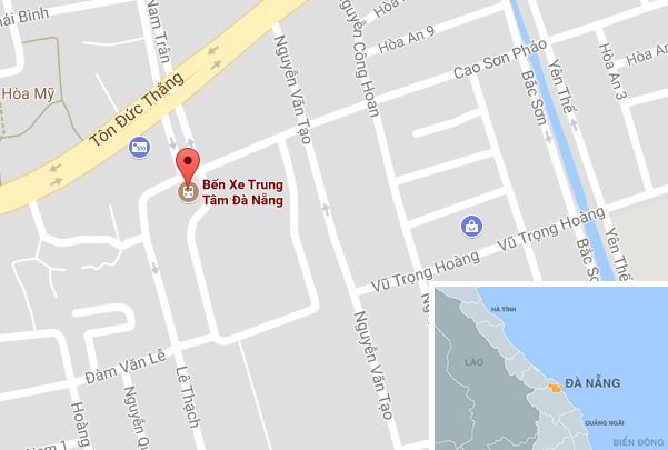 Bến xe trung tâm Đà Nẵng, địa điểm phát hiện vụ việc. Ảnh: Google Maps.