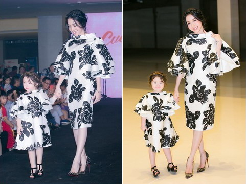 Cadie Mộc Trà tự tin catwalk cùng mẹ Elly Trần trên sàn diễn thời trang