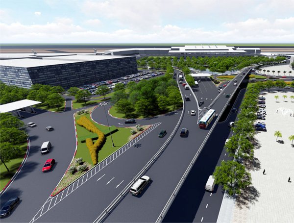 Thiết kế cầu vượt chữ Y vào ga quốc tế sân bay Tân Sơn Nhấ - Đồ họa: Sở GTVT TP.HCM 