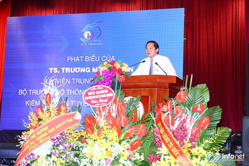 Ủy viên Trung ương Đảng, Bộ trưởng Bộ TT&TT Trương Minh Tuấn phát biểu tại Lễ kỷ niệm. Ảnh: Thái Anh