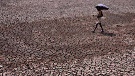 Đất nứt nẻ do hạn hán ở Ấn Độ - Ảnh: AFP