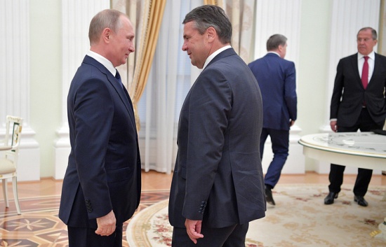 Tổng thống Putin trong cuộc gặp với Ngoại trưởng Đức Gabriel hồi tuần trước.