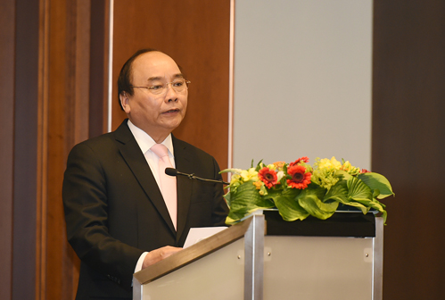 Thủ tướng phát biểu tại Diễn đàn Doanh nghiệp Việt-Đức. Ảnh: VGP/Quang Hiếu