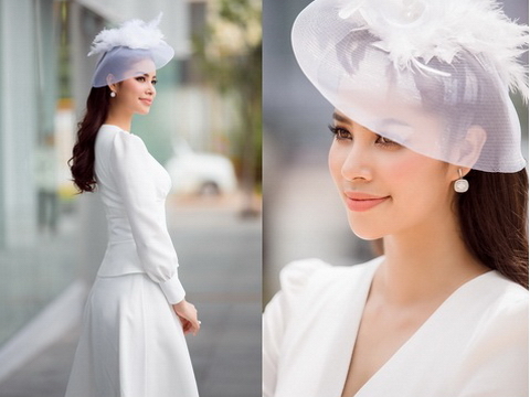 Phạm Hương diện đầm trắng quý phái theo phong cách Kate Middleton