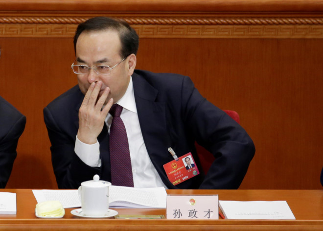 Tôn Chính Tài, người vừa bị cách chức bí thư thành ủy Trùng Khánh và hiện bị điều tra. Ảnh: Reuters.