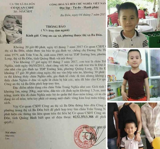 Vụ cháu bé mất tích tại Quảng Bình: Đã tìm thấy thi thể cháu bé