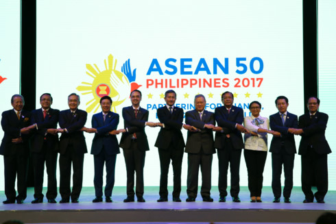 Bộ trưởng Ngoại giao các nước ASEAN tại lễ khai mạc AMM-50. (Ảnh: VOV)