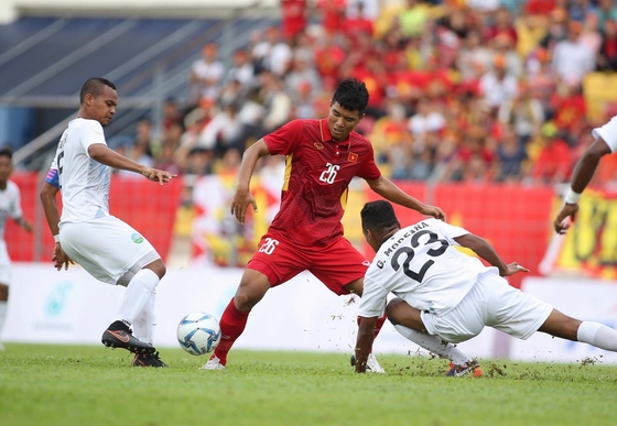 Đức Chinh góp 1 bàn trong chiến thắng 4-0 trước U22 Timor Leste. Ảnh: Thanh Niên