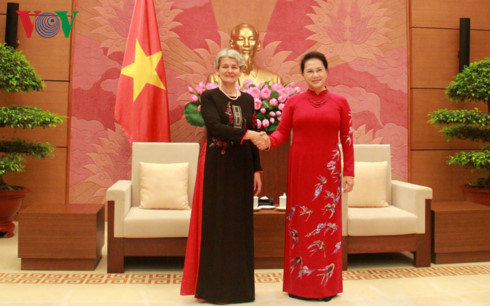 Tổng Giám đốc UNESCO duyên dáng trong tà áo dài Việt Nam