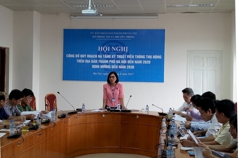 Bà Phan Lan Tú - Giám đốc Sở TT&TT thành phố Hà Nội phát biểu tại Hội nghị.