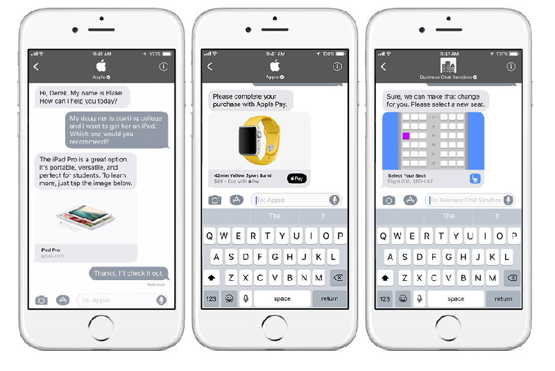 Ứng dụng nhắn tin iMessage được thiết kế lại: IMessage của Apple sẽ đồng bộ hóa tin nhắn giữa các thiết bị, do đó chỉ cần xóa một tin nhắn trong một ứng dụng, thì tất cũng sẽ xóa trên tất cả các thiết bị. Nó cũng sẽ thêm tính năng cho thanh công cụ mới như các biểu tượng cảm xúc và dán trong iMessage. Một cập nhật quan trọng khác là bổ sung Apple Pay như một ứng dụng cho iMessage. Người dùng có thể gửi ngay thanh toán qua iMessage. Nếu người dùng khác gửi thư yêu cầu thanh toán, Apple Pay có thể ngay lập tức thông báo để bạn nên thực hiện thanh toán để bạn có thể nhanh chóng hoàn trả bạn bè.