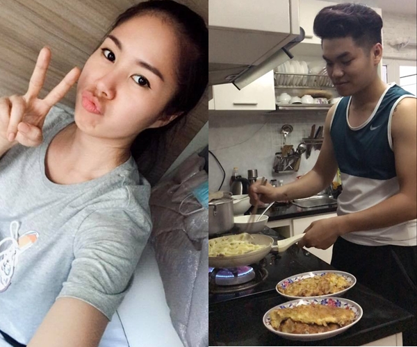 Hạnh phúc với tổ ấm, tân nương Lê Phương đã chia sẻ khoảnh khắc ông xã vào bếp nấu ăn chăm sóc cho gia đình trước ngày diễn ra tiệc tại Sài Gòn. 