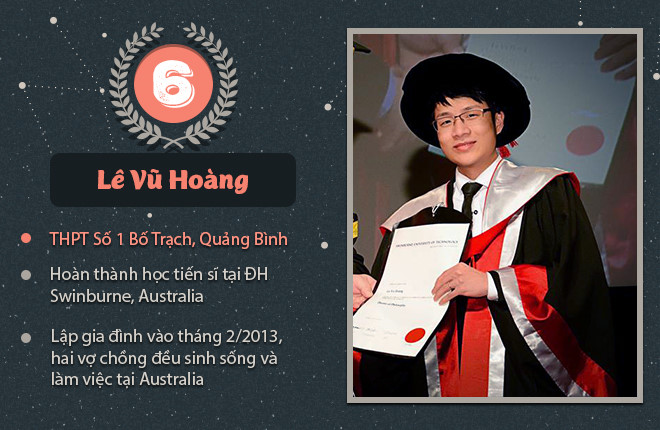 Lê Vũ Hoàng (cựu học sinh THPT số 1 Bố Trạch, Quảng Bình) là quán quân mùa thứ sáu. Hoàng hoàn thành chương trình tiến sĩ tại ĐH Swinburne. Anh lập gia đình vào tháng 2/2013 và hiện có 2 con, đang sinh sống tại Australia.