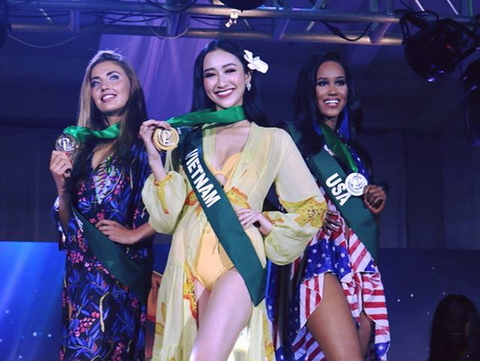 Hà Thu vươn lên dẫn đầu thành tích tại đấu trường Hoa hậu Trái đất 2017