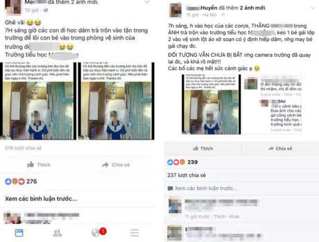 Hình ảnh nghi phạm đột nhập Trường tiểu học M dâm ô nữ sinh được đưa lên mạng xã hội