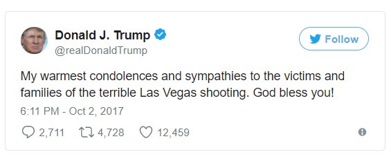 Tổng thống Trump lên tiếng về vụ xả súng kinh hoàng nhất lịch sử Mỹ