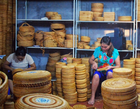 Xưởng sản xuất của nghệ nhân mây tre đan Nguyễn Văn Tĩnh