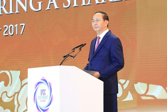 Chủ tịch nước Trần Đại Quang đã tham dự và phát biểu khai mạc Hội nghị. (Ảnh: apec2017.vn)