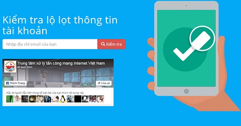 Khi người dùng truy cập vào trang web khonggianmang.vn do Cục An toàn thông tin xây dựng, sẽ có thể kiểm tra xem email của mình có bị lộ mật khẩu hay không.