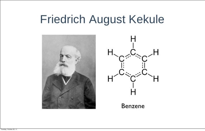 Nhờ giấc mơ khi ngủ gật đó, nhà khoa học Kekulé đã phát hiện ra cấu tạo vòng benzen.