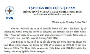 Không thể lặp lại việc mất điện toàn miền Nam