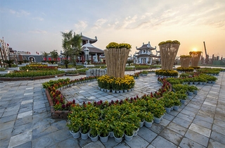 Thế giới sắc màu lễ hội hoa xuân ở công viên Châu Á