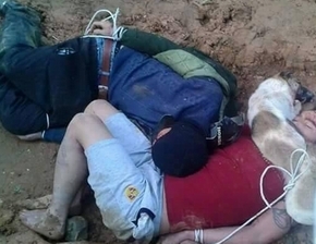 &quot;Cẩu tặc&quot; bị người dân trói nằm cạnh xác chó