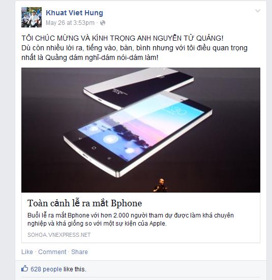 Chính trị gia, doanh nhân, người nổi tiếng nói gì về Bphone?