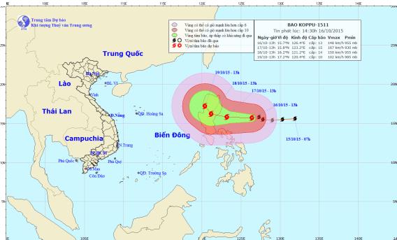 Bão cực mạnh đang tiến vào Biển Đông