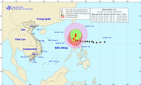 Bão KOPPU giật cấp 17 quay đầu, chuyển hướng