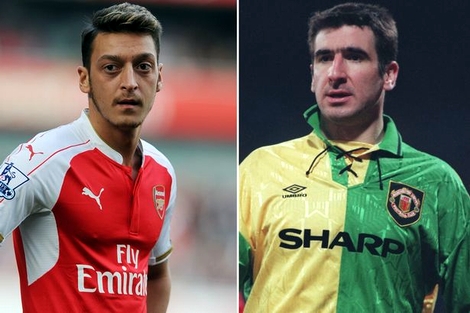 Ozil (trái) đã vượt qua huyền thoại Cantona