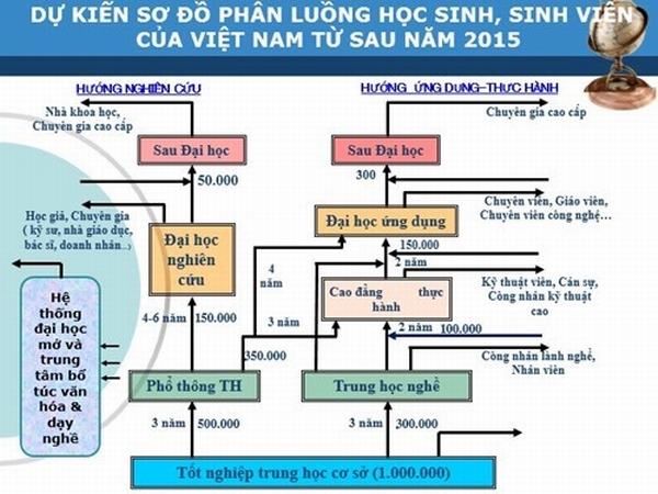 Sơ đồ phân luồng học sinh, sinh viên Việt Nam từ sau 2015 do 3 hiệp hội xây dựng và kiến nghịị