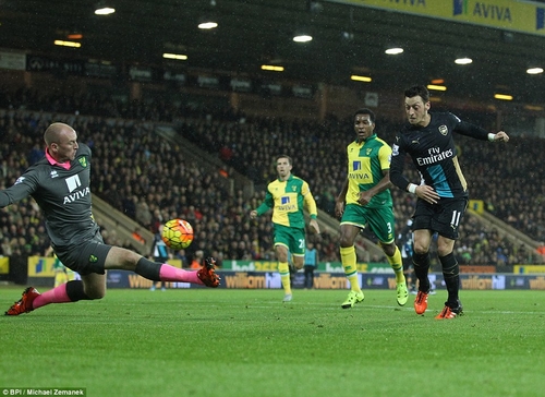 Ozil ghi bàn mở tỉ số nhưng Arsenal vẫn bị cầm hòa