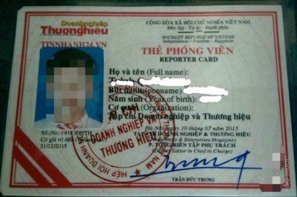 Trần Đức Trung bán &quot;thẻ phóng viên&quot; giá 8 triệu đồng ?