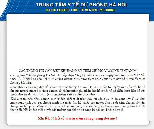 Hệ thống báo hết số thứ tự tiêm chủng sau 3 phút