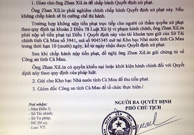 3 du khách Tr​ung Quốc thu mua thủy sản trái phép